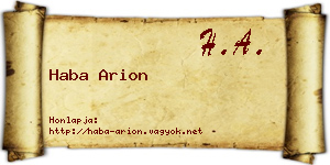 Haba Arion névjegykártya